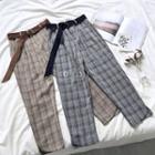 Plaid High-waist Harem Pants With Belt