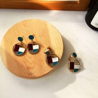 Colour Block Glaze Alloy Dangle Earring