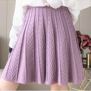 Mini A-line Cable Knit Skirt