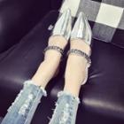 Metallic Studded Pointed Slide Sandals