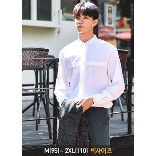 Mandarin-collar Fly-front Shirt
