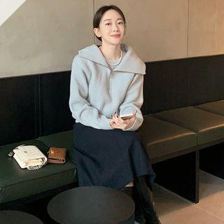 Wide-collar Woolen Sweater
