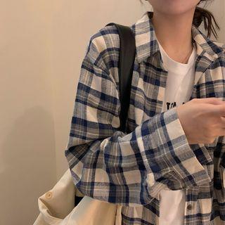 Plaid Shirt Plaid - Off-white & Blue - One Size