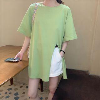 Round-neck Oversized Side-slit Top