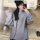 Pinstriped Shirt / Turtleneck Long-sleeve T-shirt