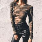 Long-sleeve Camo Sheer T-shirt
