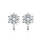 Fashion And Elegant Flower Stud Earrings With Cubic Zirconia Silver - One Size