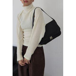 Buckled Flap Nylon Shoulder Bag