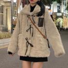 Bow Fluffy Coat Almond - One Size