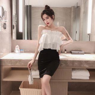 Ruffle Paneled Mini Tube Dress