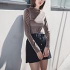 Plain Long Velvet T-shirt