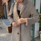 Single-breasted A-line Coat Brown - One Size