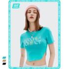Round-hem Printed Crop T-shirt