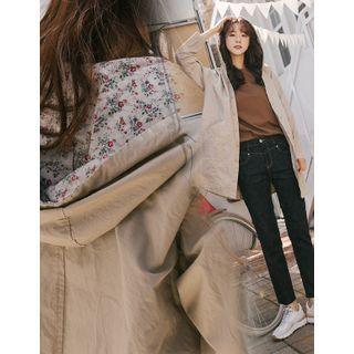 Hooded Floral Print Trim Jacket