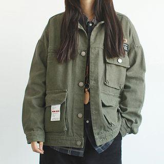 Applique Cargo Shirt Jacket
