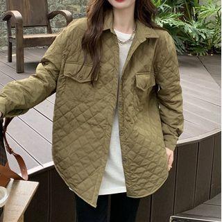 Plain Quilted Shirt Jacket