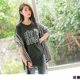 Slit-side Lettering Short-sleeve T-shirt