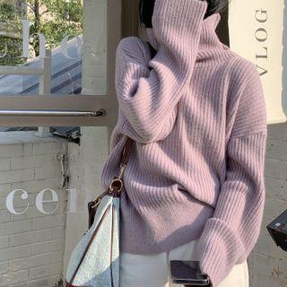 Oversize High-neck Ribbed Top