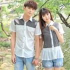 Couple Matching Panel Short-sleeve Shirt