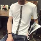 Short-sleeve Tape Applique T-shirt