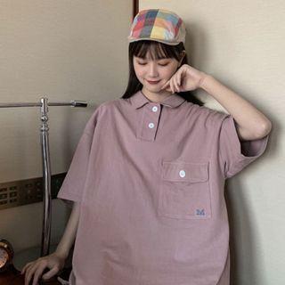 Collared Oversize Long-sleeve T-shirt