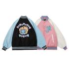 Print Color Block Baseball Jacket