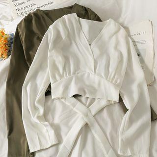 Tie-back V-neck Crop Top