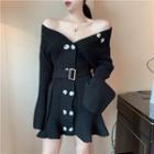 Bell-sleeve Mini Mermaid Sweater Dress