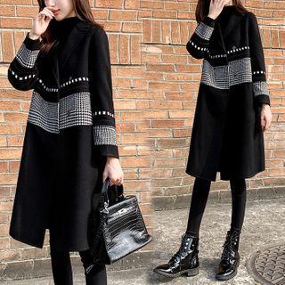 Plaid Panel Wool Coat