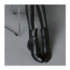 Faux Leather Low Heel Runched Booties