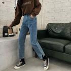 High-waist Slit Straight-cut Pants