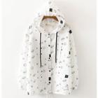 Planet Print Hooded Jacket / Short-sleeve Embroidered T-shirt