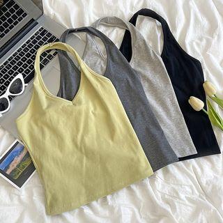 Plain V-neck Halter Camisole Top