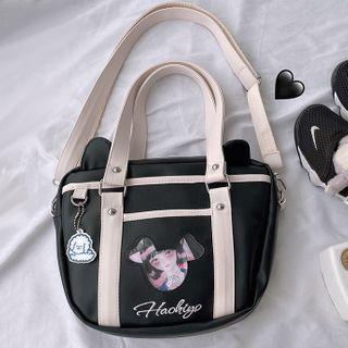 Pvc Panel Faux Leather Tote Bag