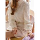 Collared Fringed Sheer Blouse