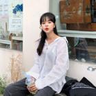 Dip-back Loose-fit Sheer Shirt
