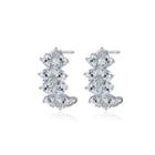 Fashion Simple Flower Stud Earrings With Cubic Zirconia Silver - One Size