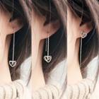 925 Sterling Silver Heart Dangle Earring 1 Pair - 925 Silver - Silver - One Size