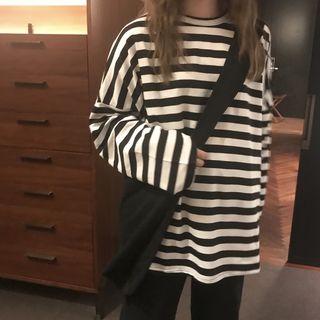 Long Sleeve Striped Tee Stripes - Black & White - One Size