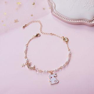Alloy Rabbit Faux Pearl Bracelet 1 Pc - Alloy Rabbit Faux Pearl Bracelet - One Size