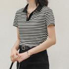 Short-sleeve Striped Polo Shirt Stripe - One Size