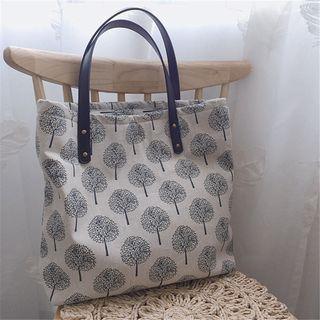 Tree Print Linen Cotton Tote Bag