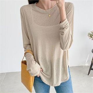 Dip-back Sheer T-shirt