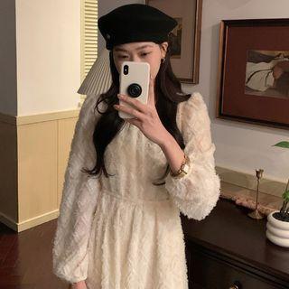 Long-sleeve Lace Dress Almond - One Size