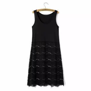 Lace-panel Sleeveless Dress