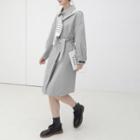 Single-breasted Trench Coat With Striped Shawl
