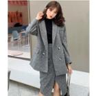Pinstripe Double-breasted Coat / Midi H-line Skirt