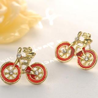 Bicycle Earrings  Red - One Size