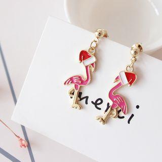 Non-matching Flamingo Drop Earring 916 - 1 Pair - One Size