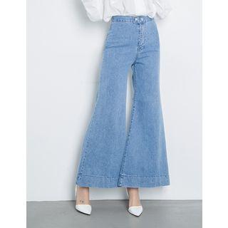 Wide Boot-cut Washed Jeans